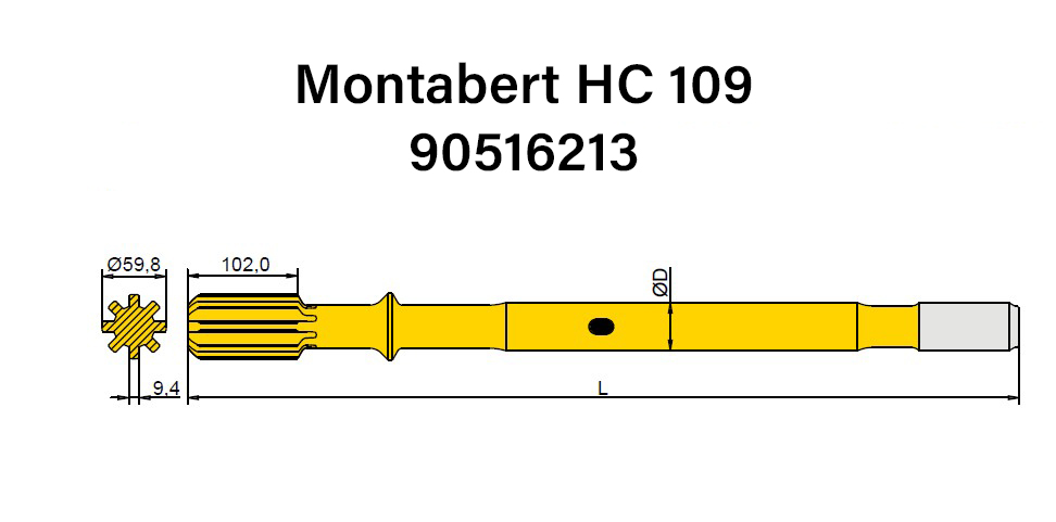 90516213 Хвостовик для гидроперфоратора Montabert 90516213