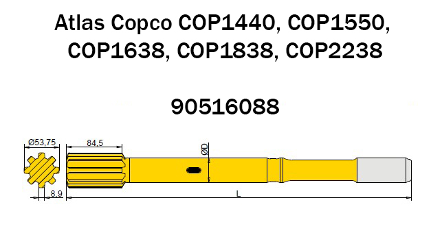 90516088 Хвостовик Atlas Copco для глубокого бурения 90516088