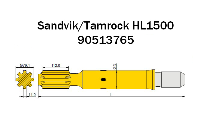 90513765 Хвостовик Sandvik для добычного бурения 90513765