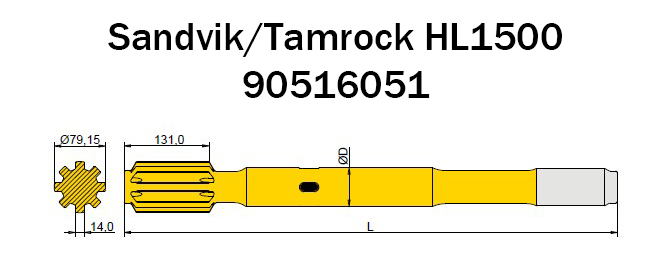 90516051 Хвостовик Sandvik для открытого бурения 90516051