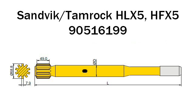 90516199 Хвостовик Sandvik для проходнического бурения 90516199