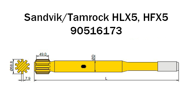 90516173 Хвостовик Sandvik для проходнического бурения 90516173