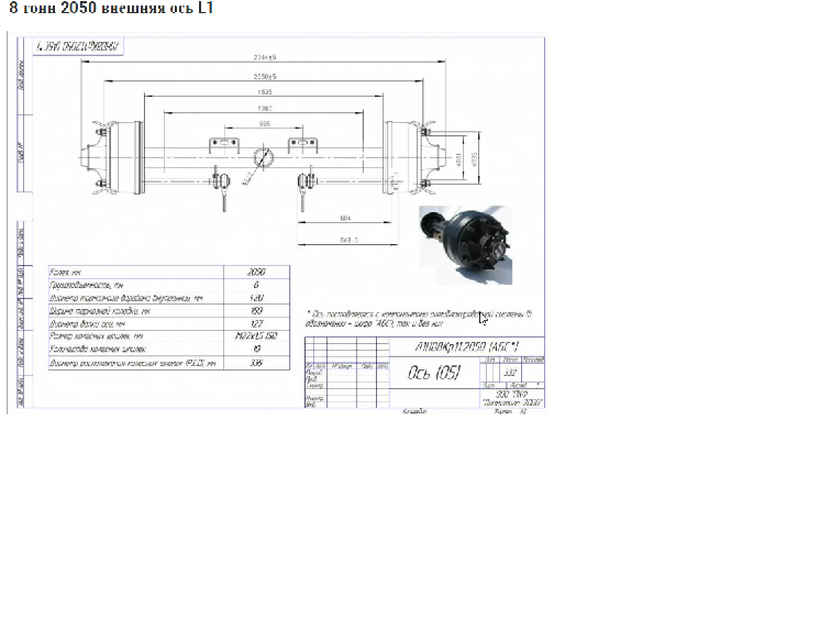 Мост для полуприцепов 12T 2050 L1 HJ BPW — изображение 3